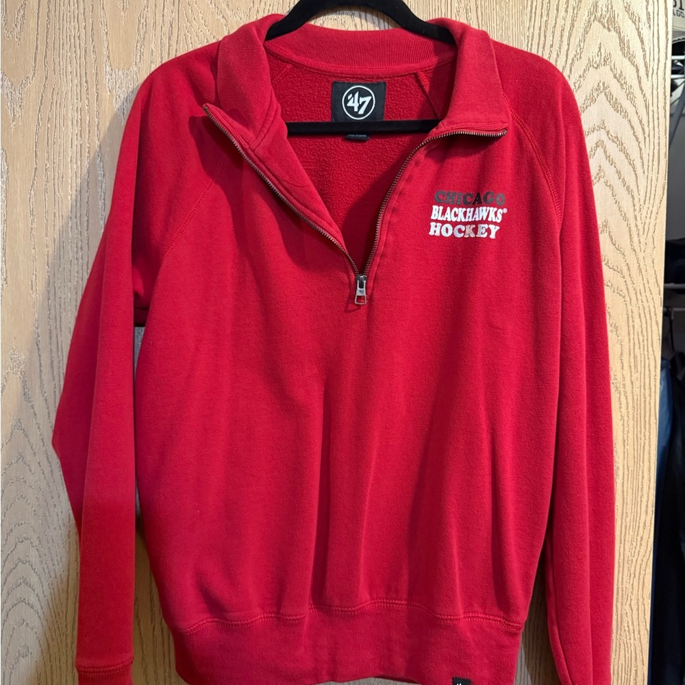 '47 Red Chicago Blackhawks Zip-Up Sweater